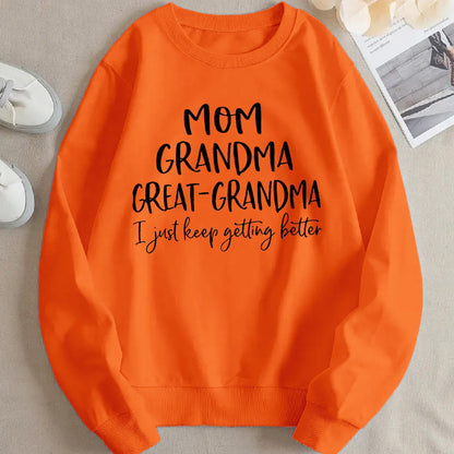 Damen Sweatshirt Kreativer Familienaufdruck Bequem Grün Norvielle