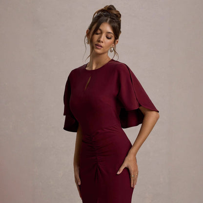 Damen Abendkleid Fließender Schnitt Kappenärmel Norvielle