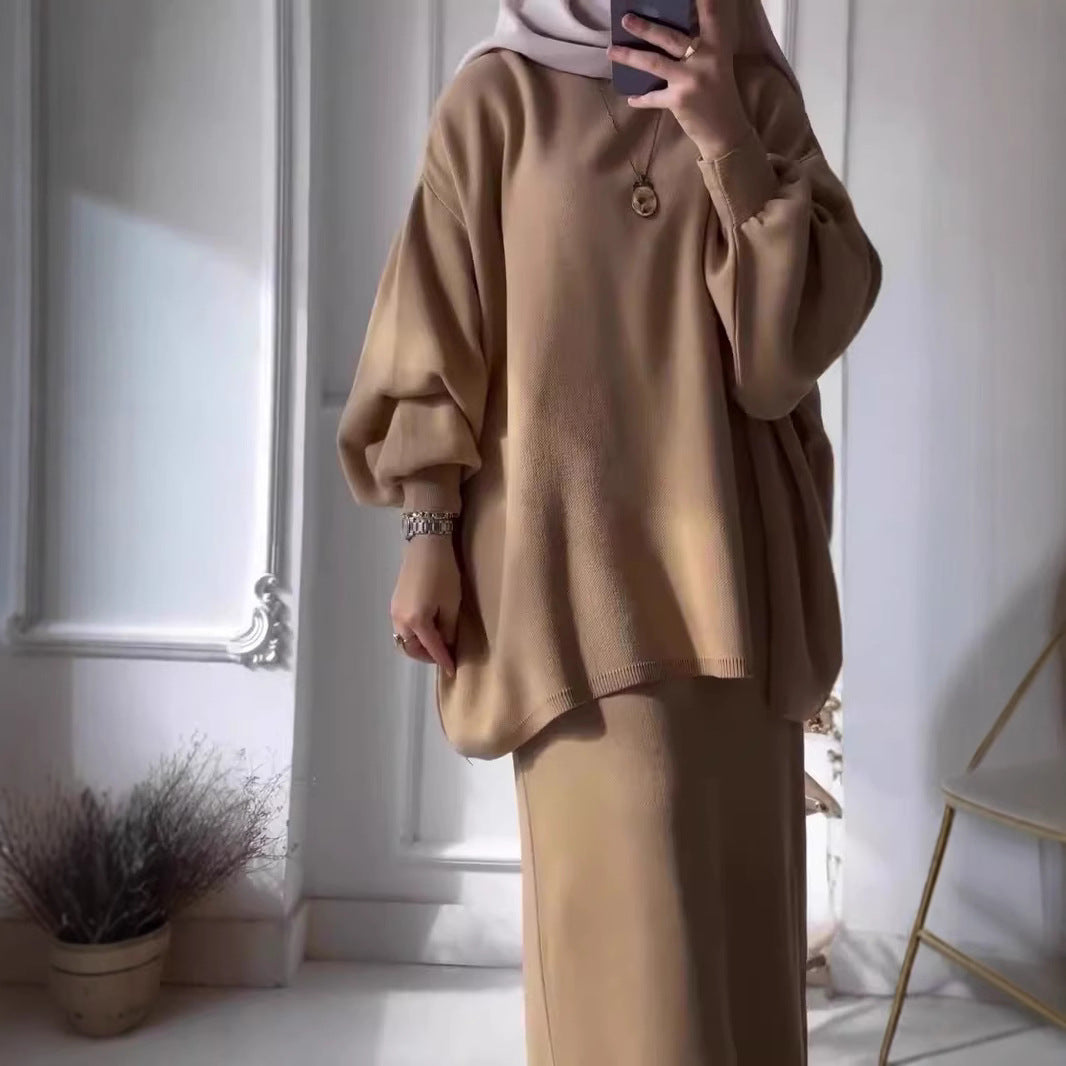 Damen Elegantes Two-Piece Set Asymmetrisch Voluminöse Ärmel