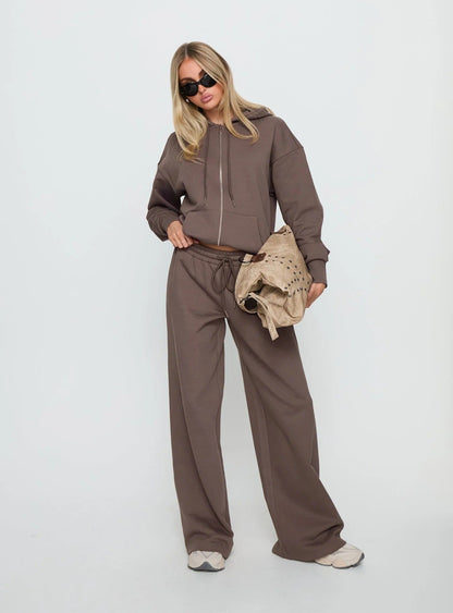 Damen Lounge-Set Baumwolle Entspannter Schnitt Beige