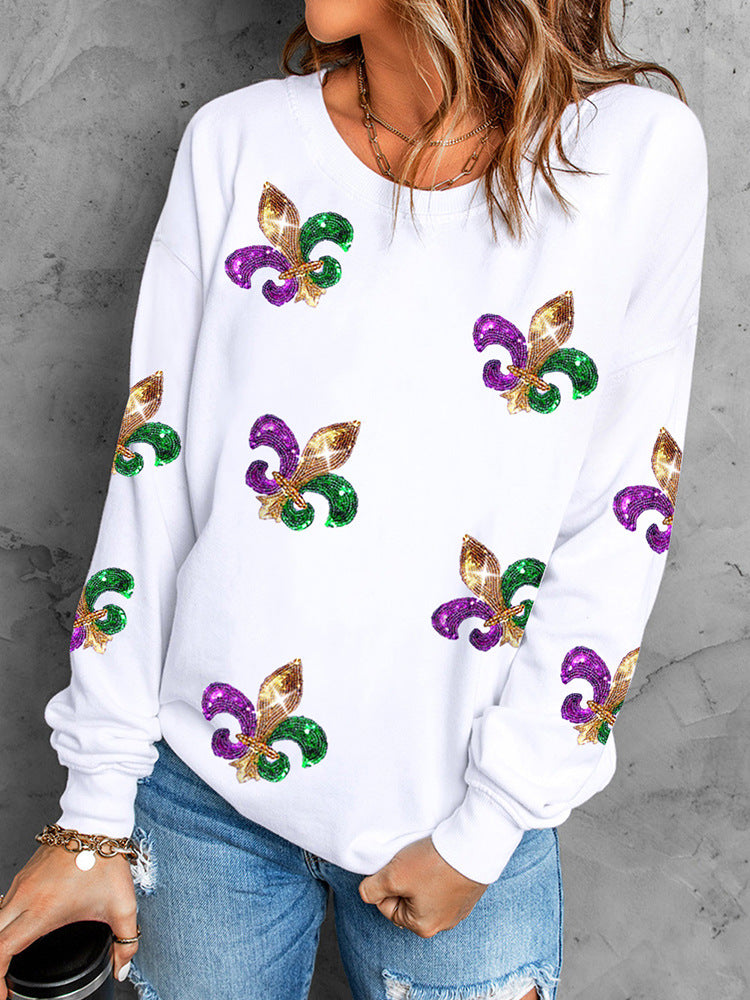 Damen Sweatshirt Langarm Pullover Baumwollmischung Lockere Passform - Norvielle