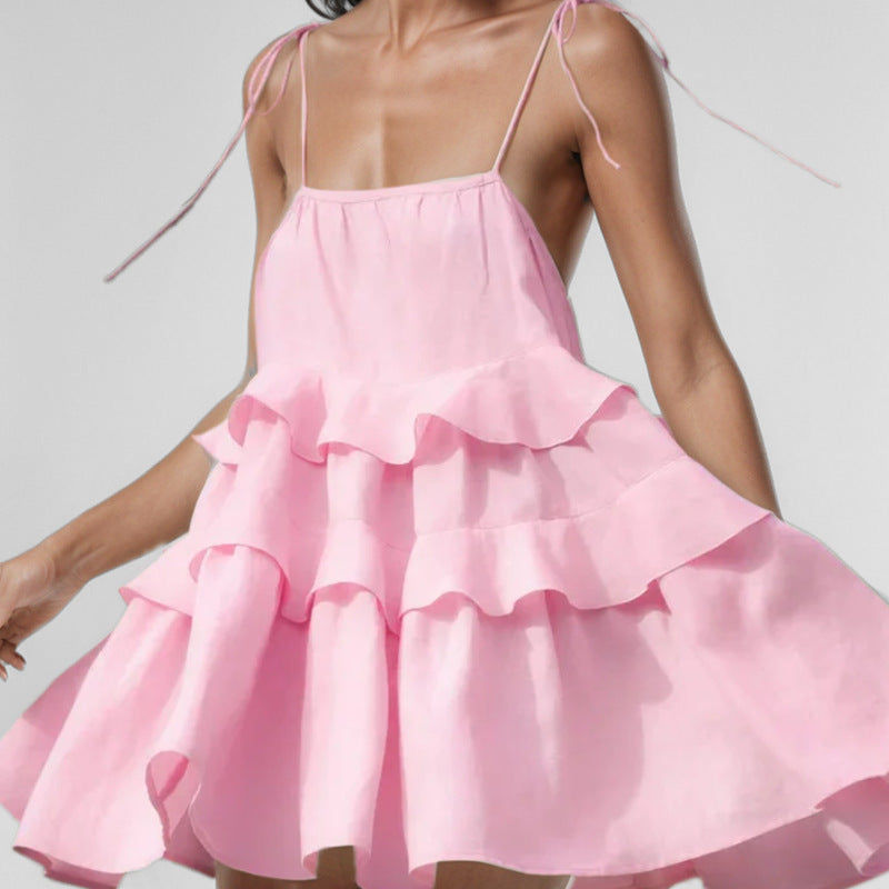 Damen Sommerkleid Voluminöse Rüschen Schwingender Saum Norvielle - Norvielle