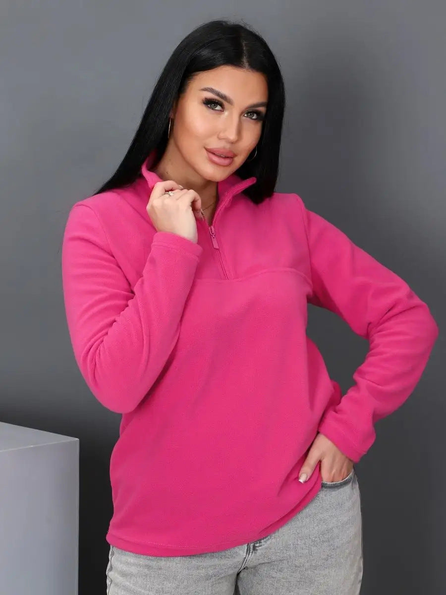 Damen Fleece Pullover Stehkragen Halbzipp Norvielle