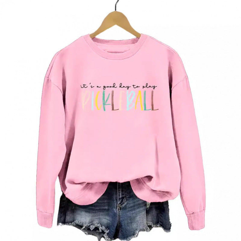 Damen Sweatshirt Bunter Pickleball-Druck Norvielle