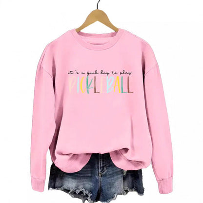 Damen Sweatshirt Bunter Pickleball-Druck Norvielle