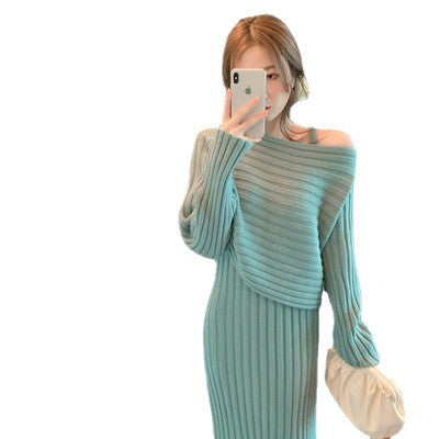 Damen Strickpullover Asymmetrischer Ausschnitt Rippstruktur Beige