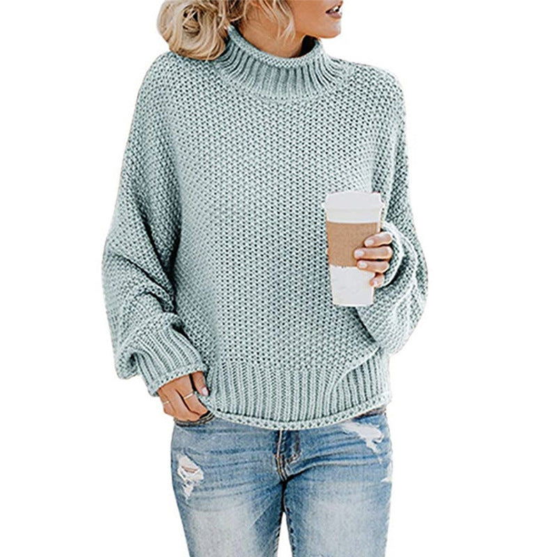Damen Rollkragenpullover Grobgestrickt Lässiger Schnitt Norvielle