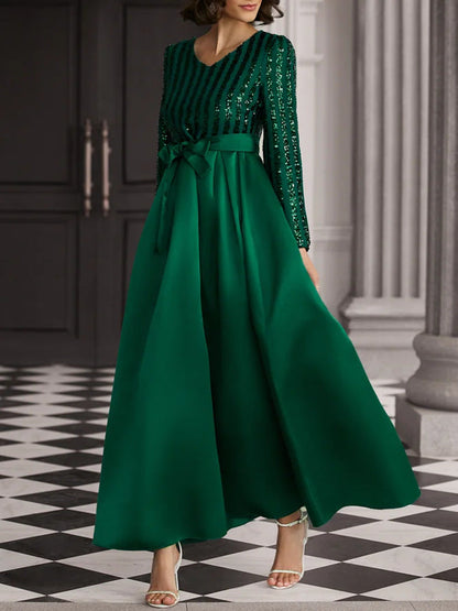 Damen Maxikleid Pailletten Akzent Schimmer Rock