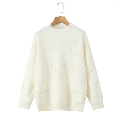 Damen Strickpullover Herzmotiv Weich Norvielle