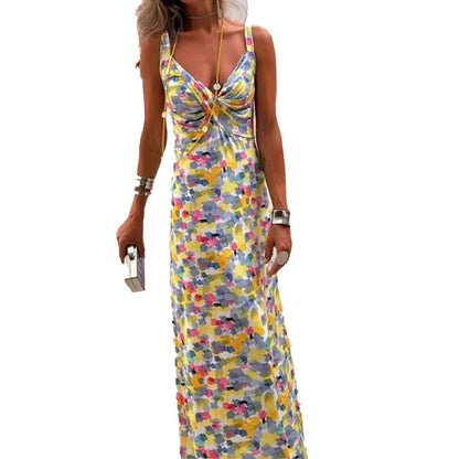 Damen Maxikleid Florales Muster Wickeldesign Norvielle