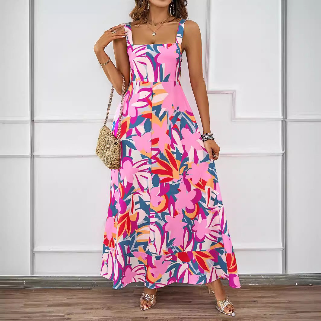 Damen Maxikleid Floralmuster Raffinierte Träger Norvielle