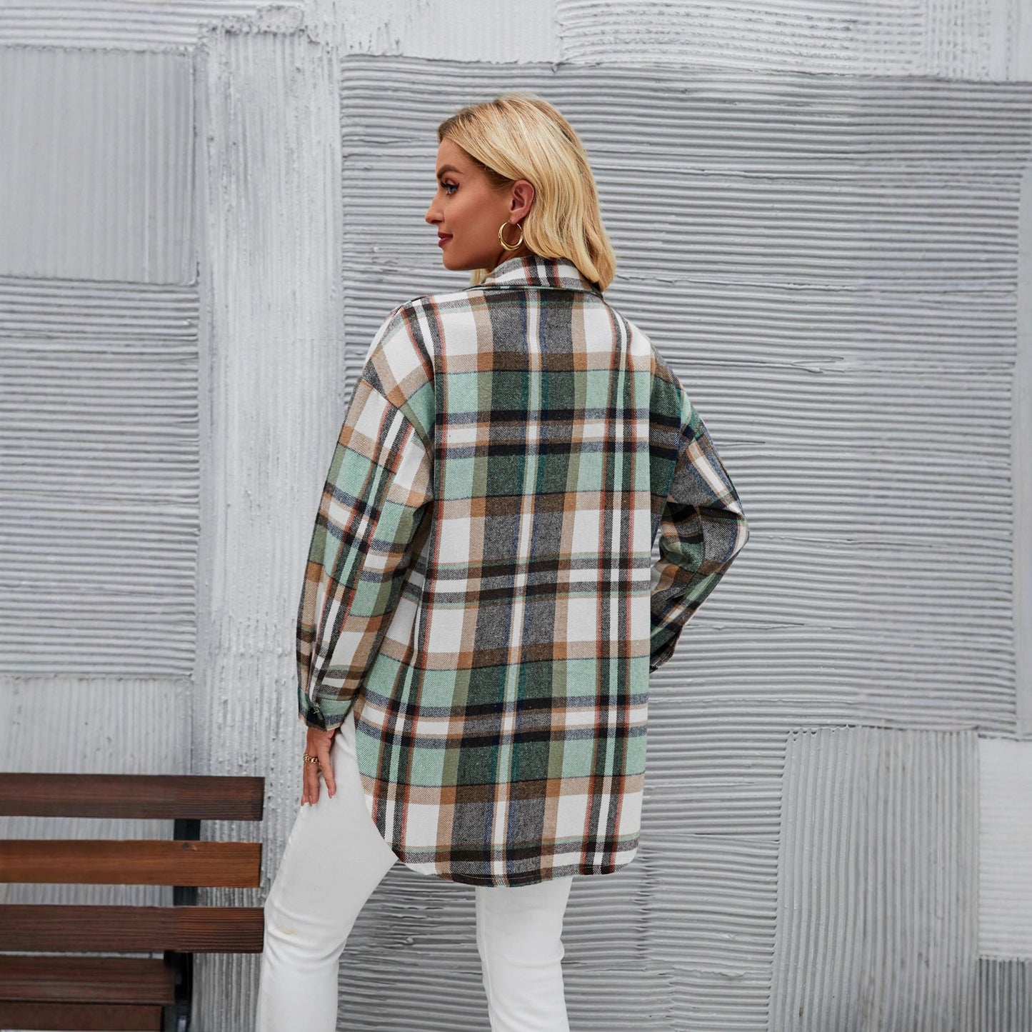 Damen Karomuster Hemdjacke