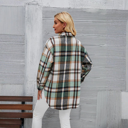 Damen Karomuster Hemdjacke