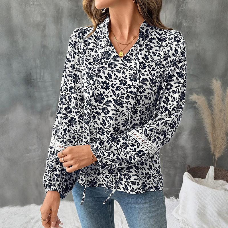 Damen Bluse Langärmlig Floralmuster Norvielle