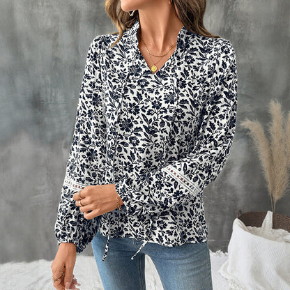Damen Bluse Langärmlig Floralmuster Norvielle