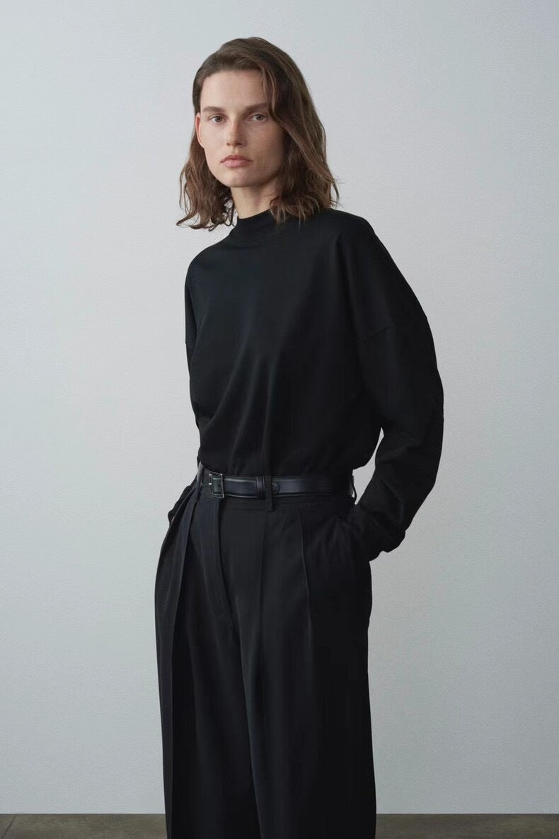 Damen Langarmshirt Hochgeschlossener Stehkragen Norvielle