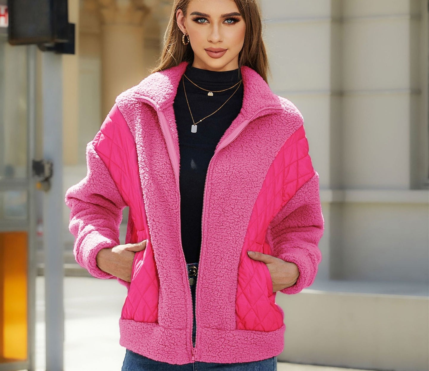 Damen Fleecejacke Steppdetails Praktische Taschen Norvielle