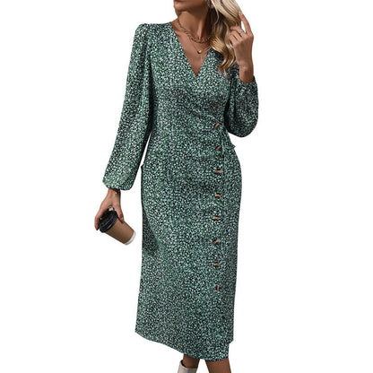 Damen Wickelkleid Knöpfe Floralmuster