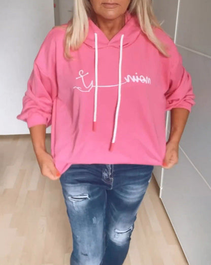 Damen Kapuzenpullover Moderner Schriftaufdruck Baumwolle
