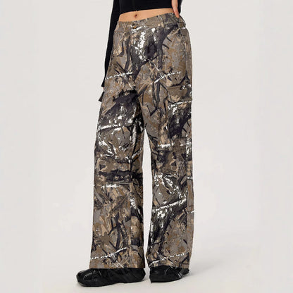Damen Cargohose Camouflage-Design Weite Bein Norvielle
