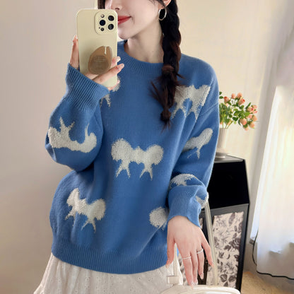 Damen Strickpullover Tiermotiv Lässig Norvielle