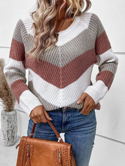 Damen Strickpullover Chevron-Stil