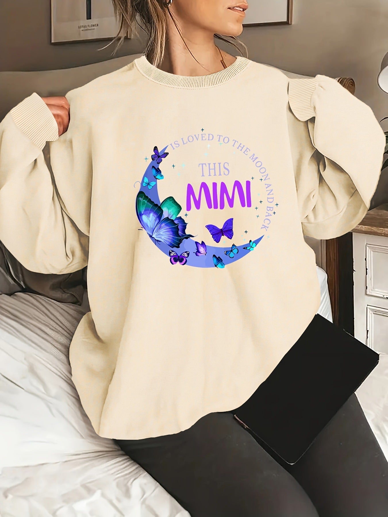 Damen Sweatshirt Grafikdesign Baumwolle