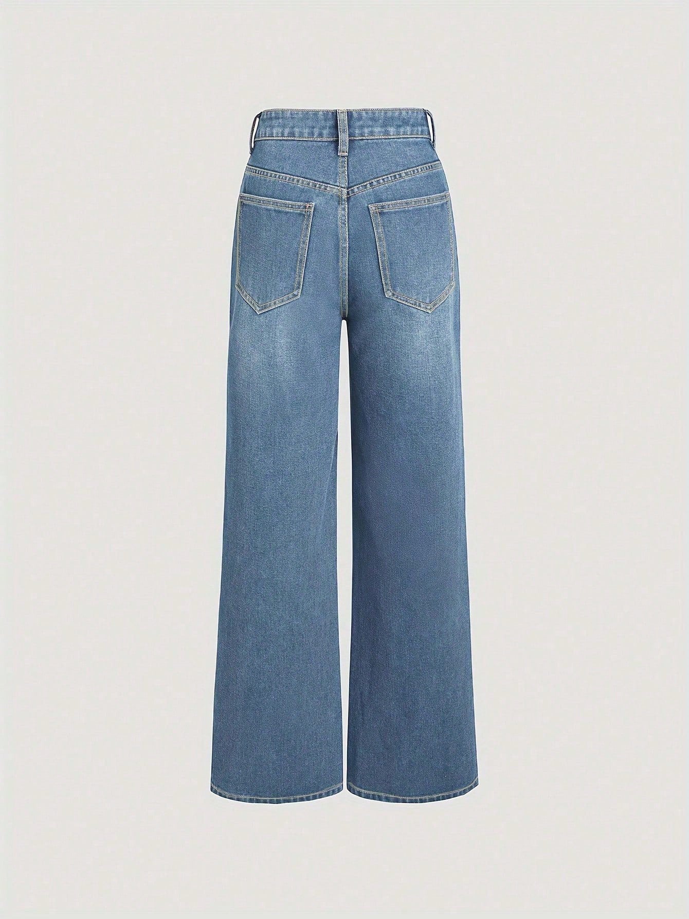 Damen Wide-Leg Jeans Gerader Schnitt Modern