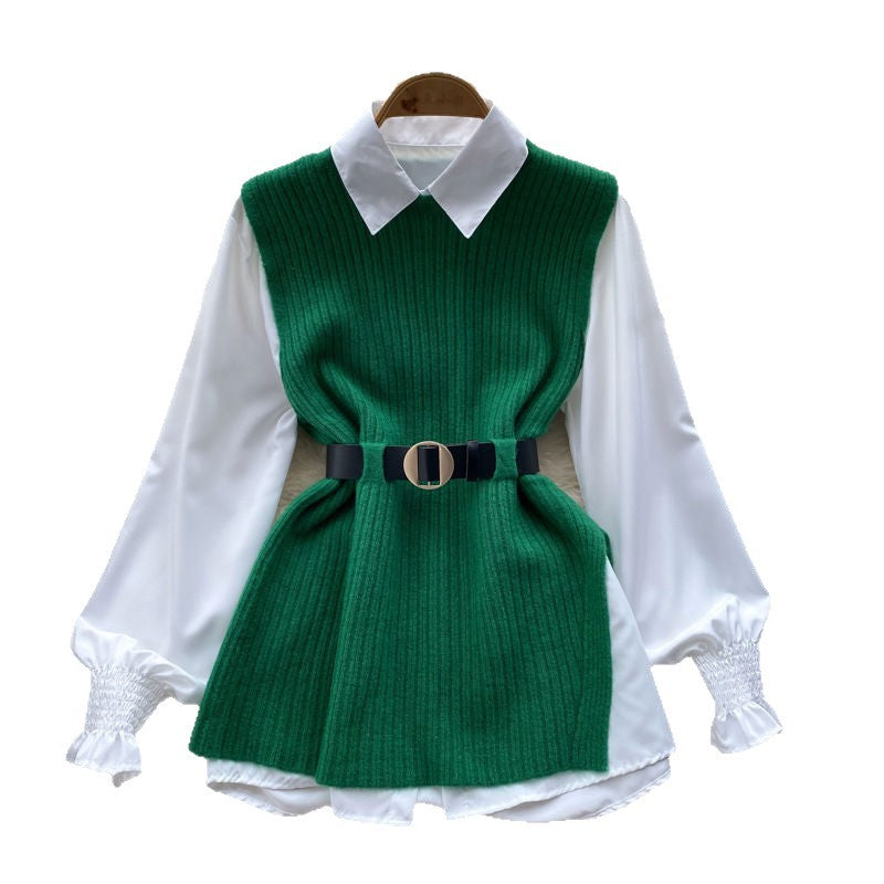 Damen Strickkleid Blusenoptik Norvielle