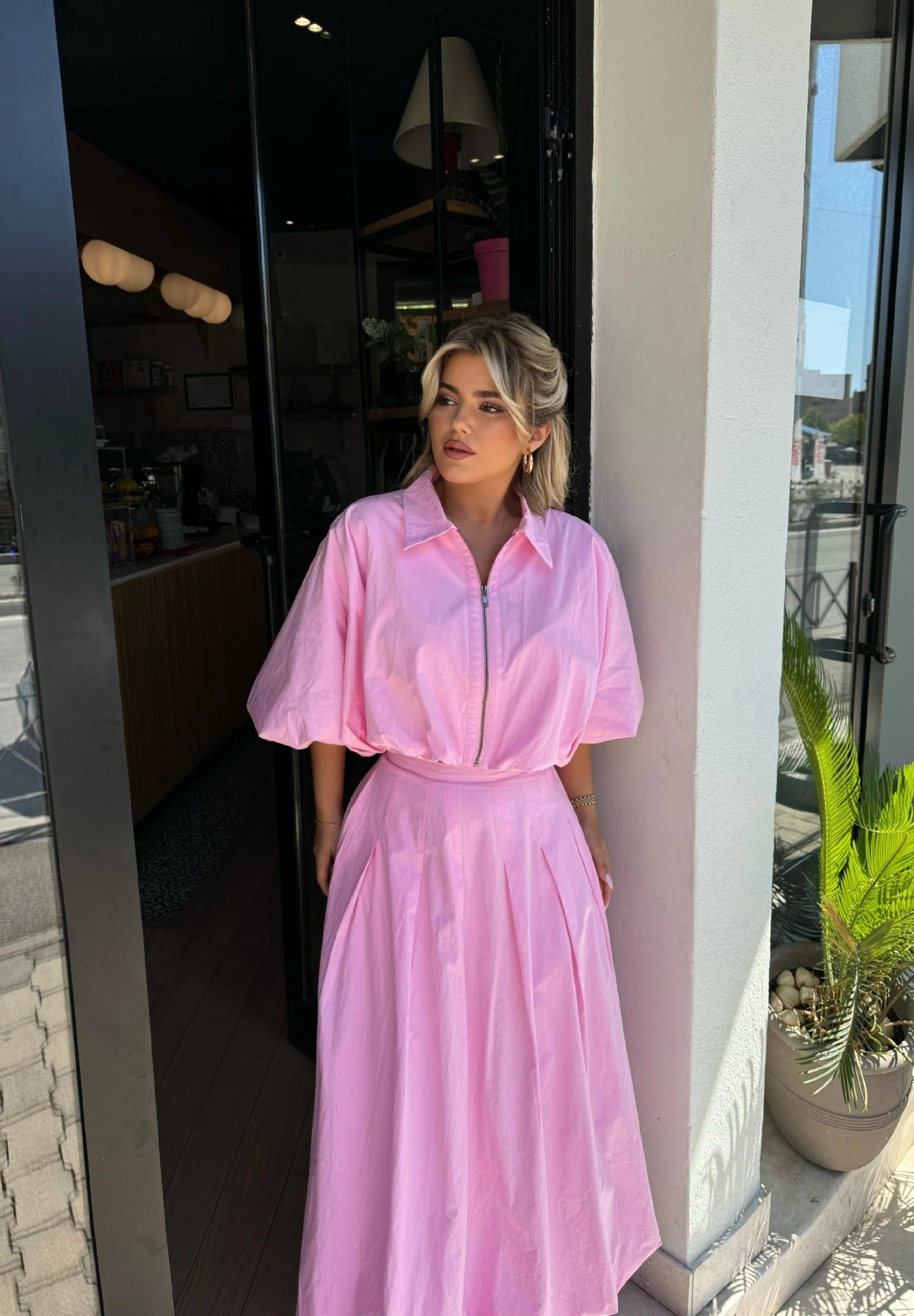 Damen Maxikleid Hochgeschlossen Weit Saum Elegantes Design