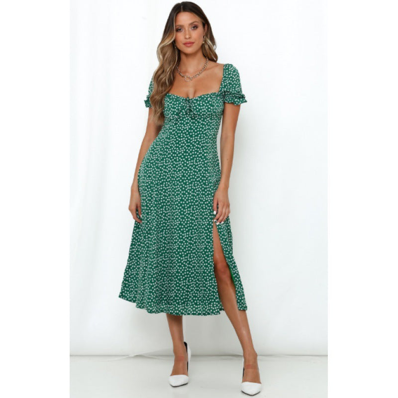 Damen Midi-Kleid Blumenmuster mit seitlichem Schlitz