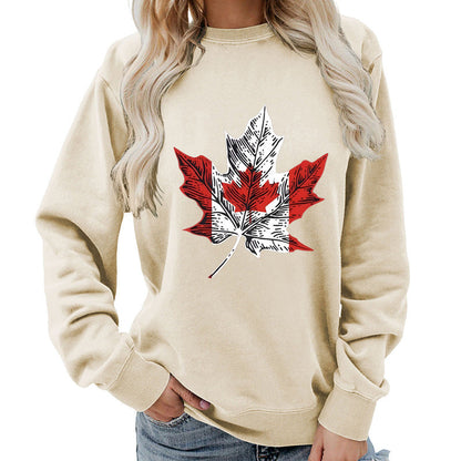 Damen Sweatshirt Ahornblatt-Motiv Gemütlich Norvielle