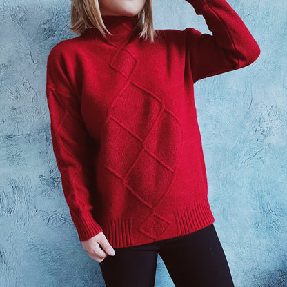Damen Strickpullover Rautenmuster