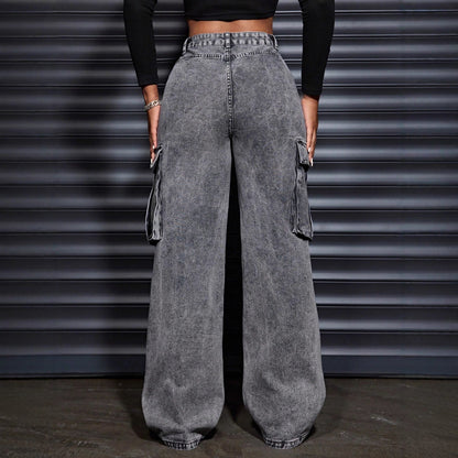 Damen Hochbund-Cargo-Jeans mit Seitentaschen Norvielle