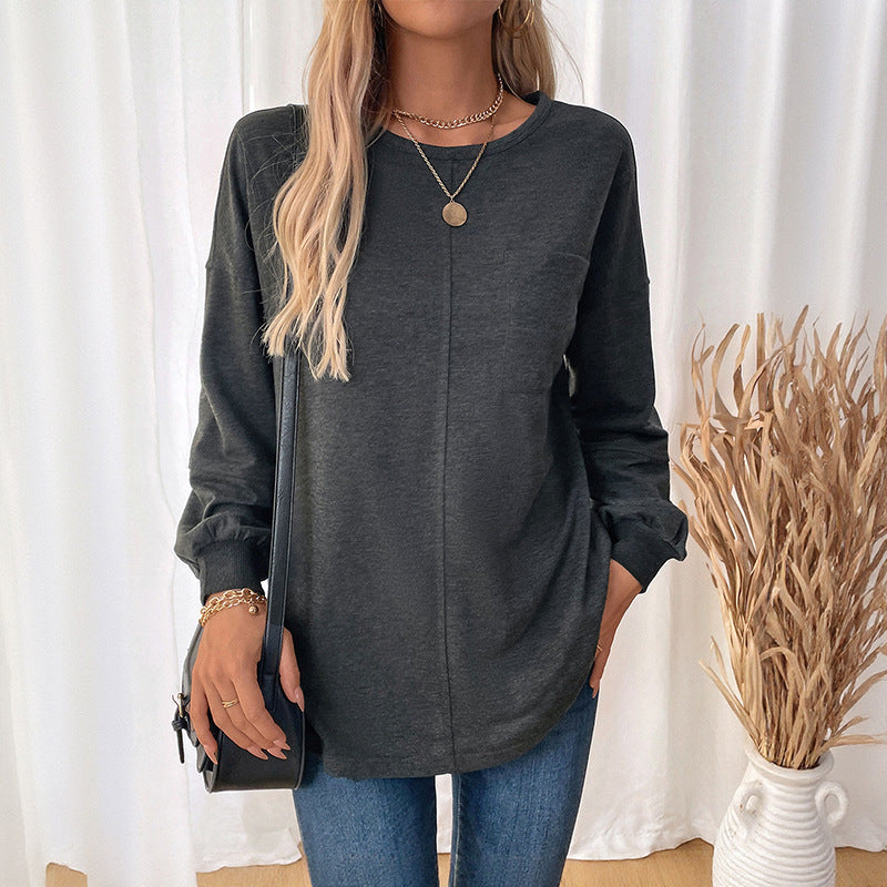 Damen Langarmshirt Rundhals Lässiger Schnitt Norvielle