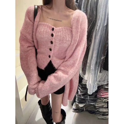 Damen Strickjacke Weit Knöpfe Beige