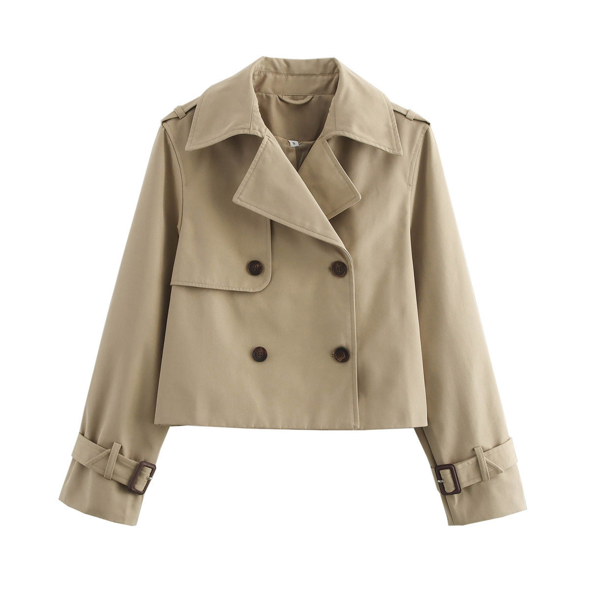Damen Übergangsjacke Cropped Modell Breiter Kragen Beige