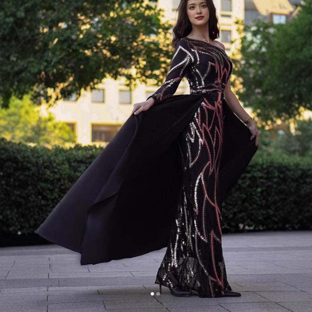 Damen Abendkleid Schwingrock Glitzerdetails Norvielle - Norvielle