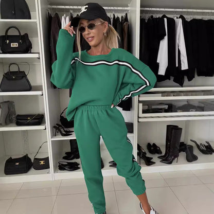 Damen Sport-Loungewear-Set Niedriger Bund Streifen