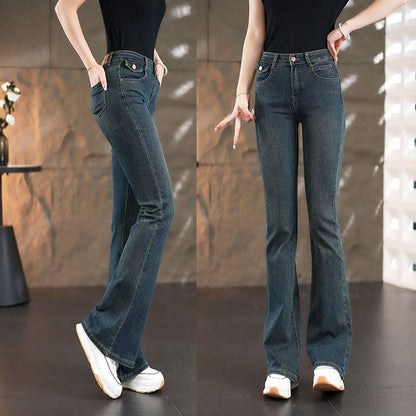 Damen High-Waist Bootcut Jeans Norvielle Elegante Passform - Norvielle