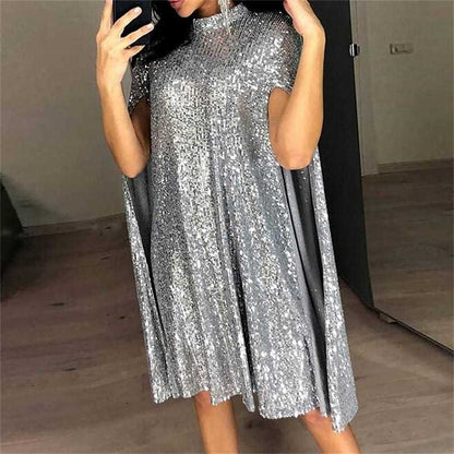 Damen Abendkleid Glitzernd Weitschnitt Schimmernd Norvielle
