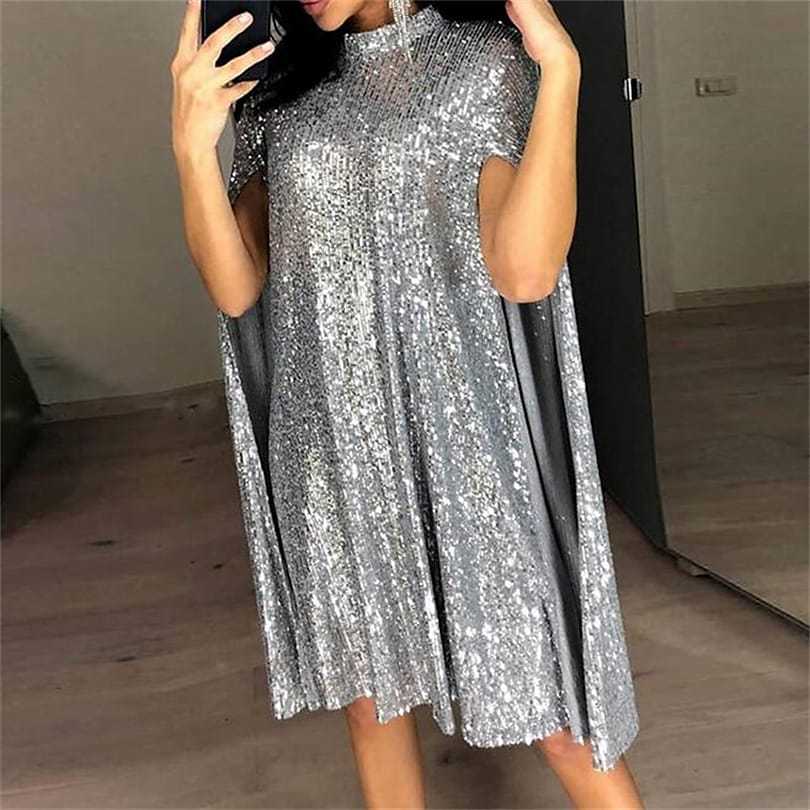 Damen Paillettenkleid mit Cape-Ärmeln Norvielle
