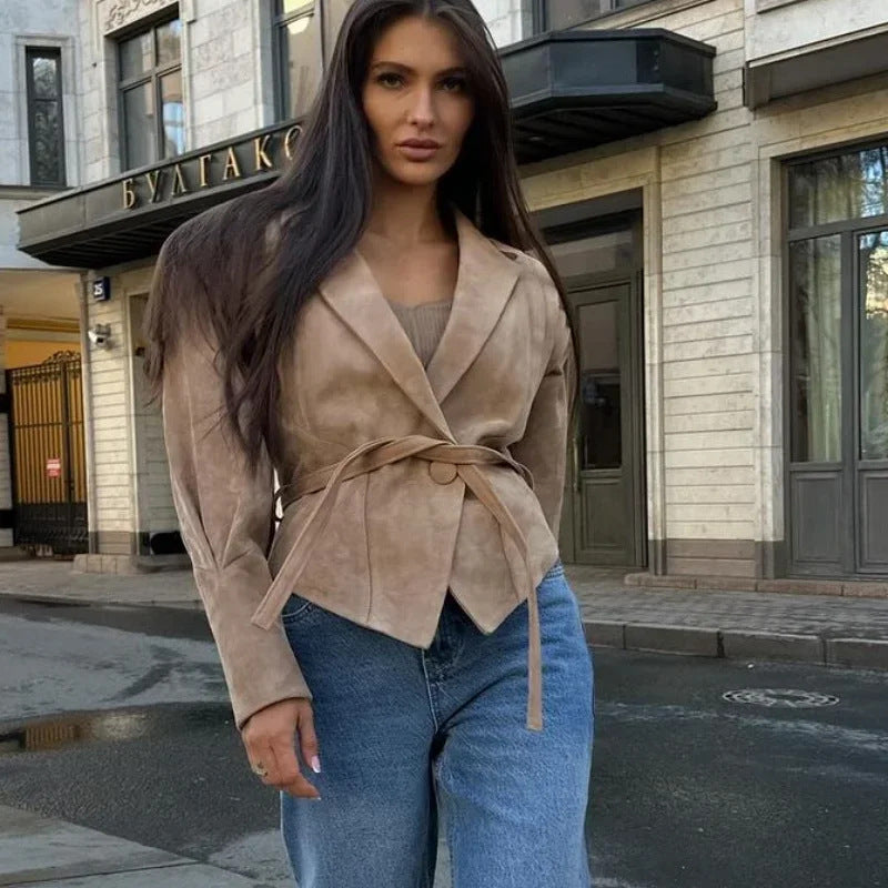 Damen Wildlederblazer Tailliert