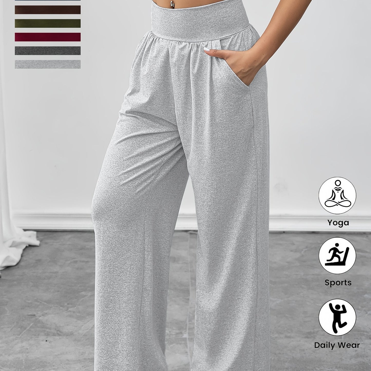 Damen Freizeithose Elastischer Bund Mit Seitentaschen Beige