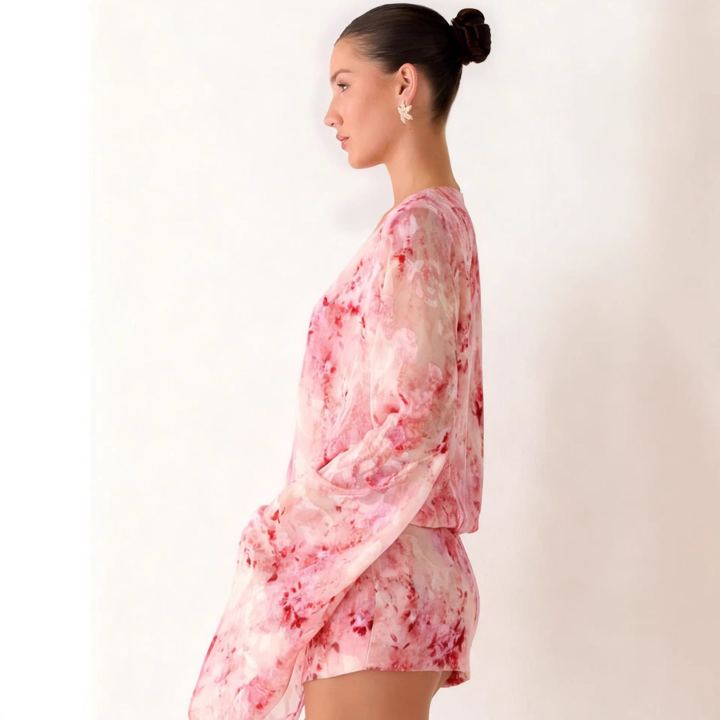 Damen Kimono-Kleid Fließender Schnitt V-Ausschnitt Norvielle