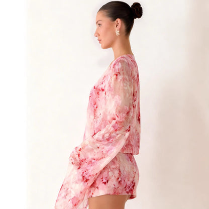 Damen Kimono-Kleid Fließender Schnitt V-Ausschnitt Norvielle