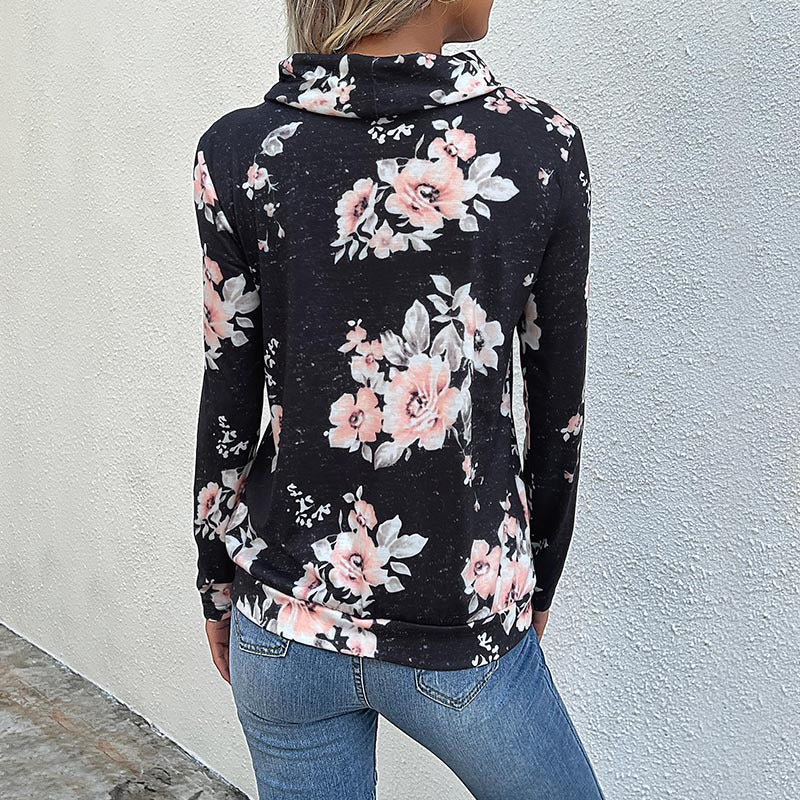 Damen Pullover Floralmuster Hochkragen Norvielle