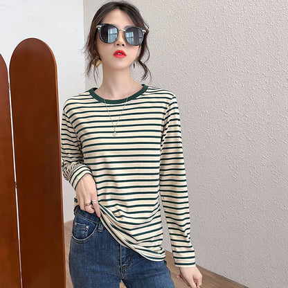 Damen Longsleeve-Shirt Gestreift Rundhalsausschnitt Norvielle
