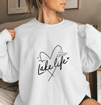 Damen Sweatshirt Kurzärmelig Herzmotiv