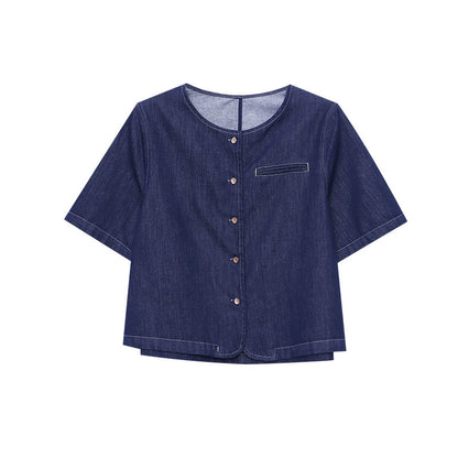 Damen Denimjacke Lässig Knopfdetails